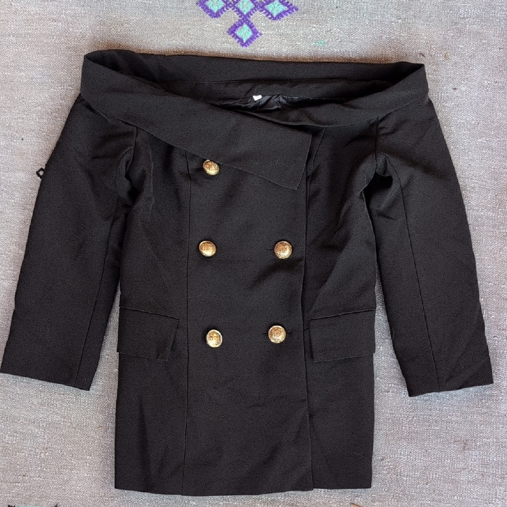 Elegant Black Off-Shoulder Women's Jacket